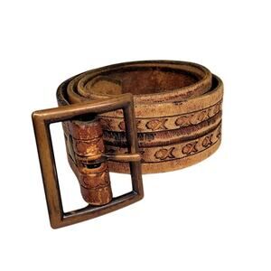Boysenberry of San Francisco Vintage Leather Brass Buckle Handcrafted Belt‎